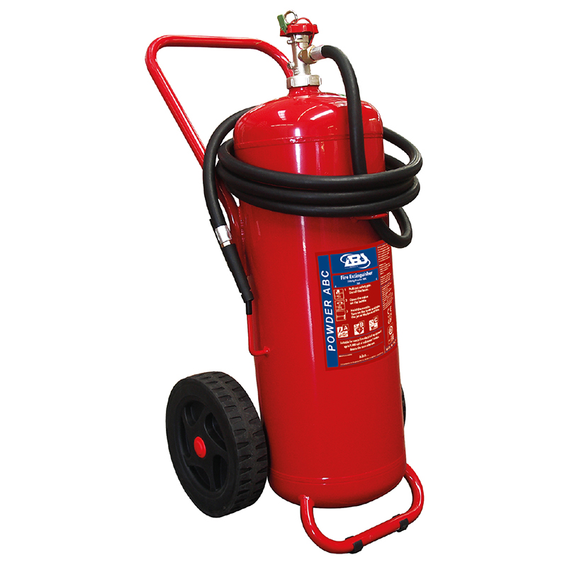 Carro Extintor de incendios, polvo seco, presión almacenada, con manguera y boquilla, SOLAS/MED image